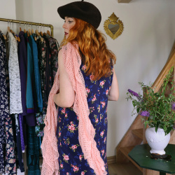 Blue Pink Floral Vintage 90's Dress | S/M