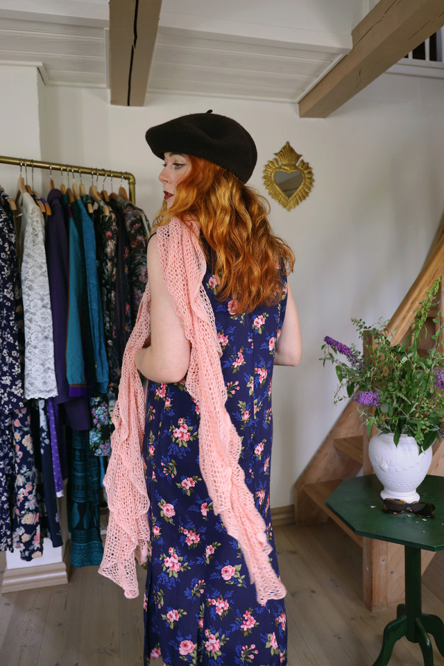 Blue Pink Floral Vintage 90's Dress | S/M