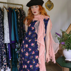 Blue Pink Floral Vintage 90's Dress | S/M