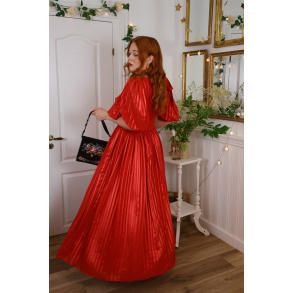 Shiny Red Striped Vintage Gown | M