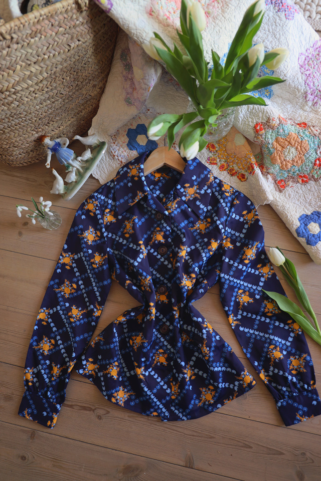 Funky Pattern Vintage Blouse | S