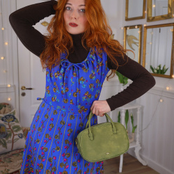 Funky Bright Blue Pattern Vintage Dress | M