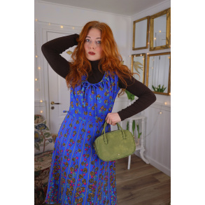 Funky Bright Blue Pattern Vintage Dress | M