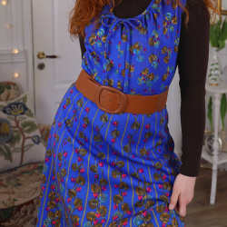 Funky Bright Blue Pattern Vintage Dress | M