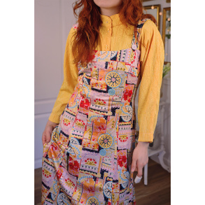 Floral Shiny Yellow Vintage Blouse | S