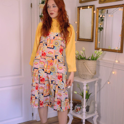 Funky Pattern Pinafore Dress | M