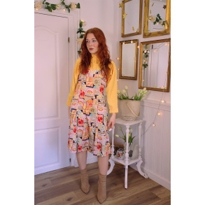 Funky Pattern Pinafore Dress | M