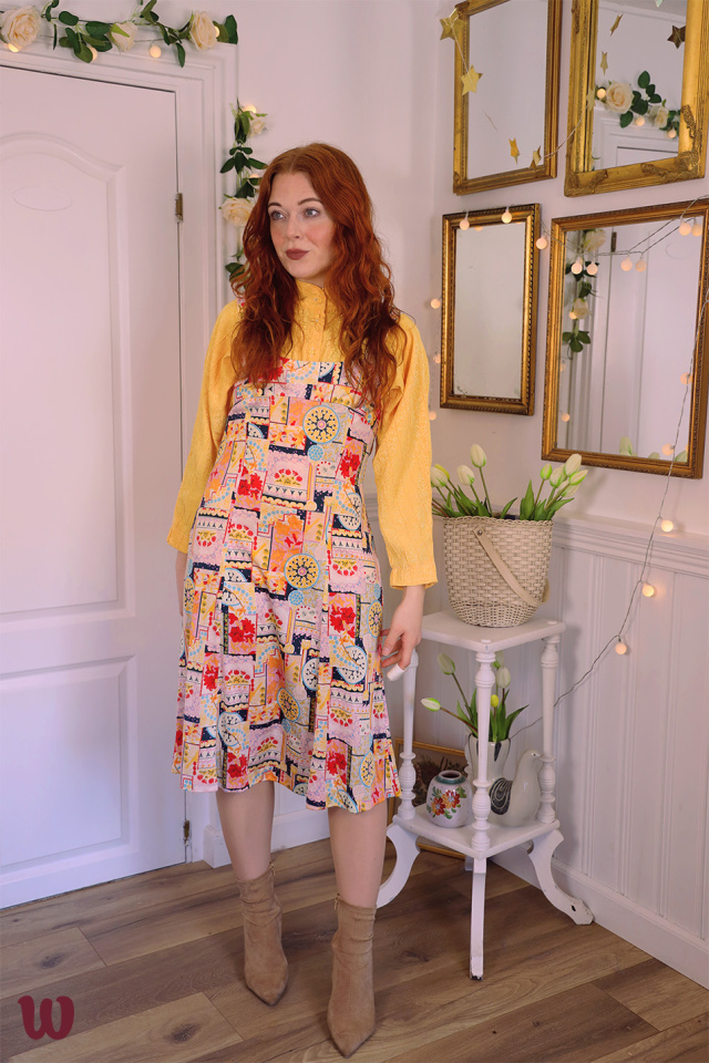 Funky Pattern Pinafore Dress | M