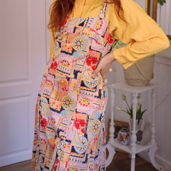 Funky Pattern Pinafore Dress | M