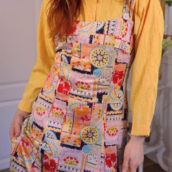 Funky Pattern Pinafore Dress | M