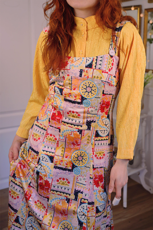 Funky Pattern Pinafore Dress | M