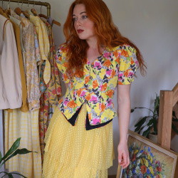 Funky Floral Vintage Blazer Top | S