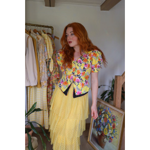 Funky Floral Vintage Blazer Top | S