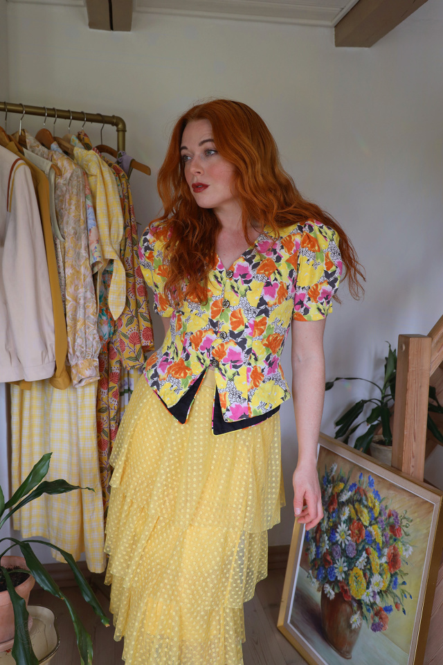 Funky Floral Vintage Blazer Top | S