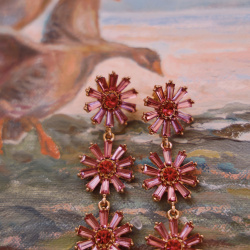 Fuschia Flower Dangle Earrings 