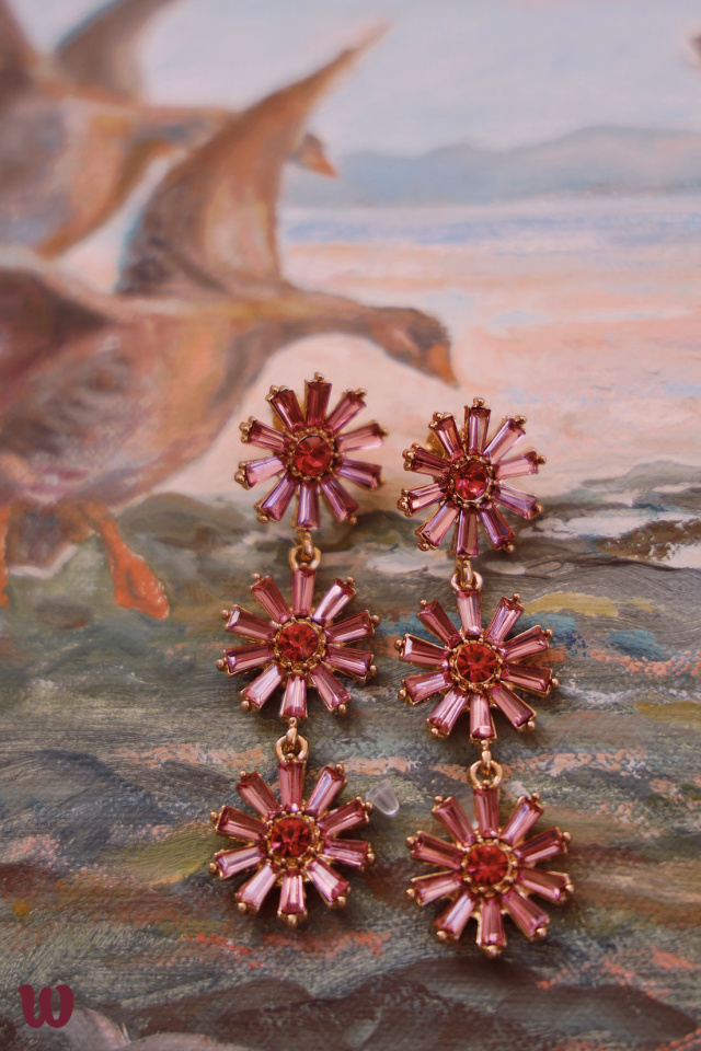 Fuschia Flower Dangle Earrings 