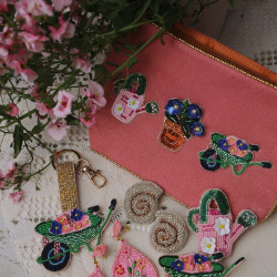 Wheelbarrow of Flowers Keychain