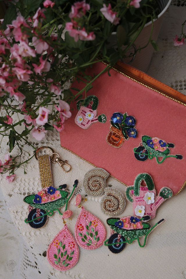 Wheelbarrow of Flowers Keychain