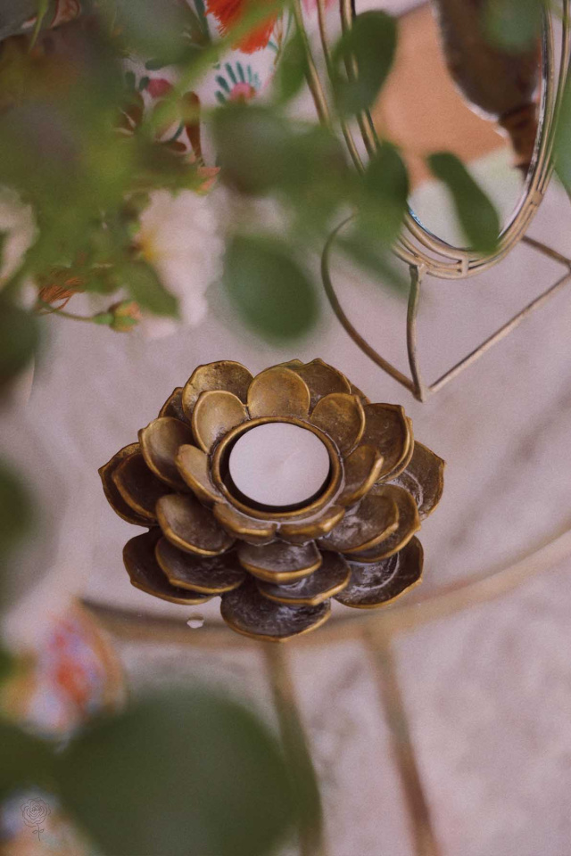 Gold Rose Candle Holder 