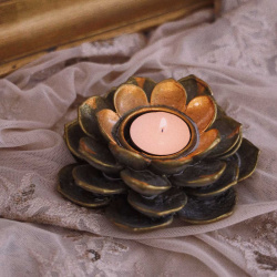 Gold Rose Candle Holder 