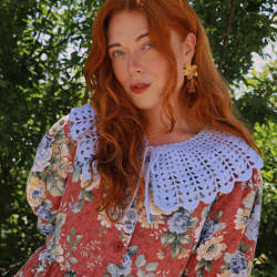 Golden Double Flower Earrings 
