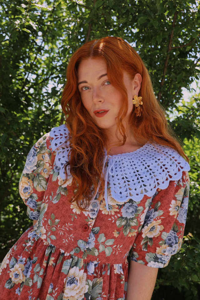 Golden Double Flower Earrings 
