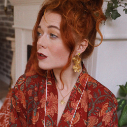 Golden Double Flower Earrings 