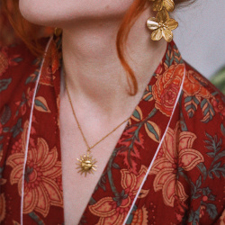 Golden Double Flower Earrings 