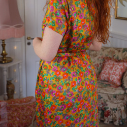 Golden Floral 70's Vintage Dress | M