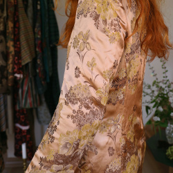 Long Gold Floral Vintage Jacket | S