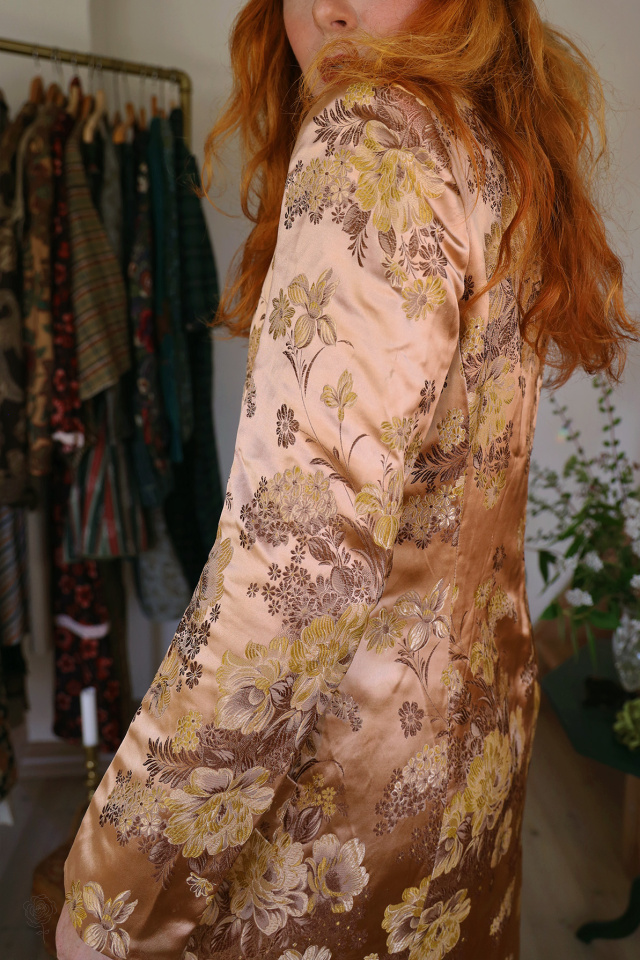 Long Gold Floral Vintage Jacket | S