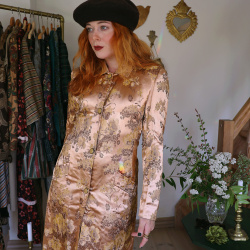 Long Gold Floral Vintage Jacket | S