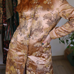 Long Gold Floral Vintage Jacket | S