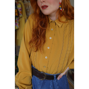 Golden Embroidered Vintage Blouse | M/L