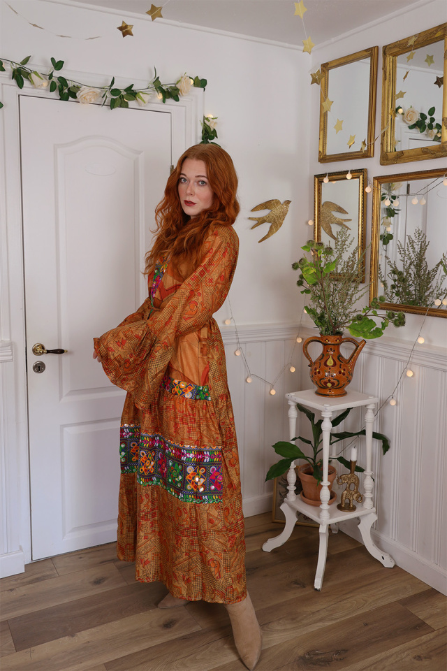 Golden Pattern Recycled Kimono | S-XL