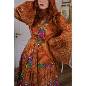 Golden Pattern Recycled Kimono | S-XL