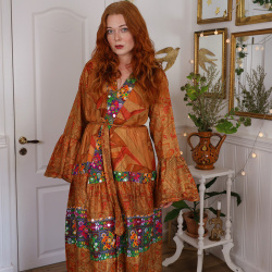 Golden Pattern Recycled Kimono | S-XL