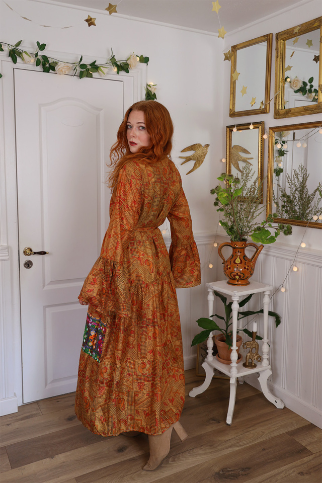 Golden Pattern Recycled Kimono | S-XL