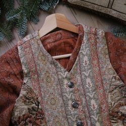 Thick Golden Tapestry Vintage Waistcoat | S