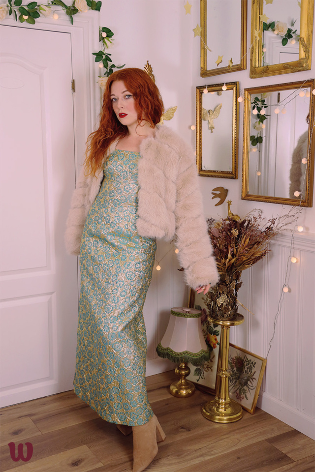Gold &amp; Turquoise Brocade Vintage Maxi | S