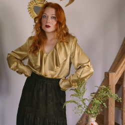 Gold Elegant Vintage Blouse | L