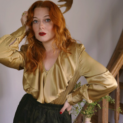 Gold Elegant Vintage Blouse | L