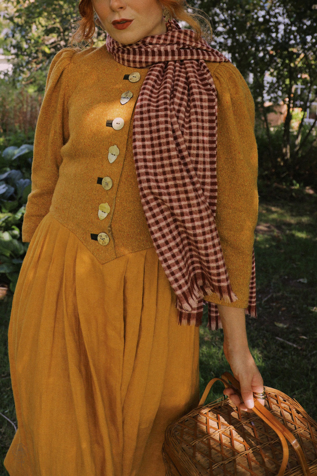 Golden Yellow Thick Vintage Gown | S