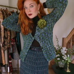 Green &amp; Blue Handmade Cardigan | S