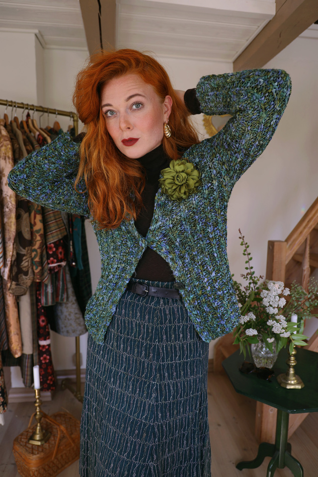 Green &amp; Blue Handmade Cardigan | S