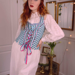 Green &amp; Blue Plaid Austrian Top | S