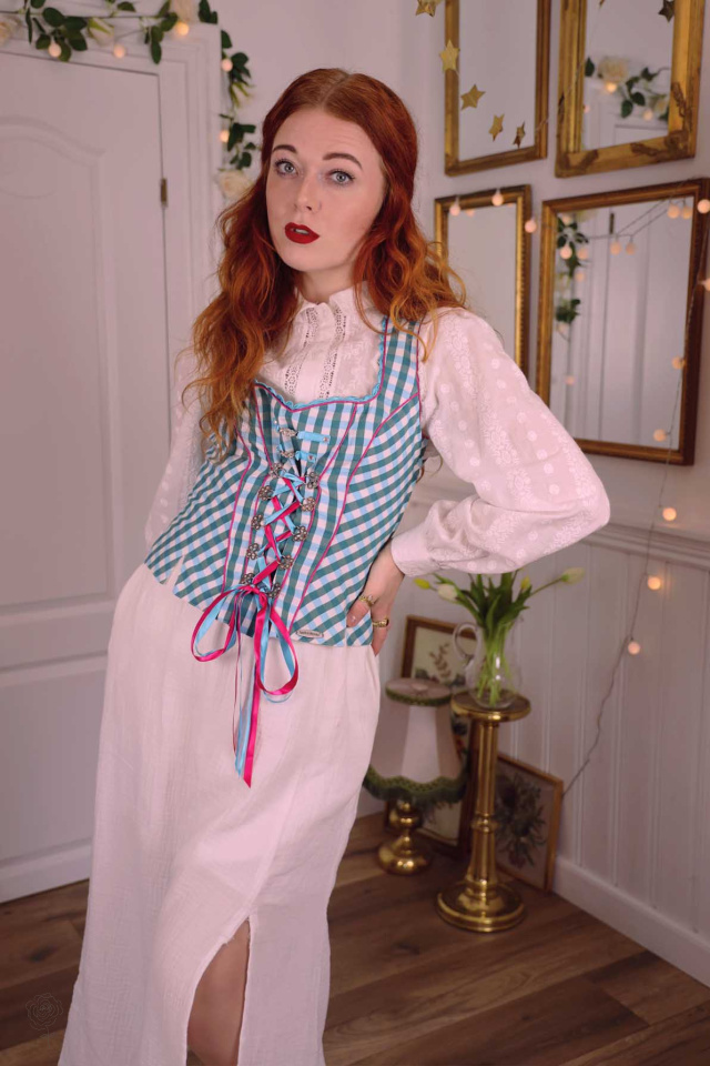 Green &amp; Blue Plaid Austrian Top | S