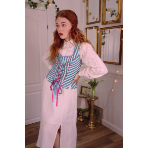 Green & Blue Plaid Austrian Top | S