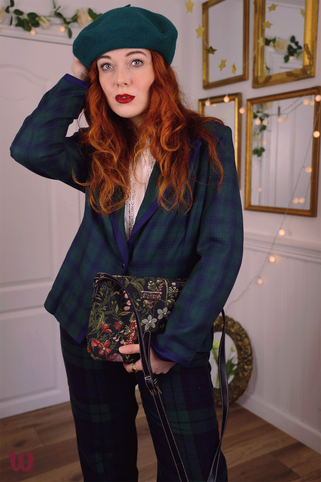 Dark Green &amp; Blue Plaid Vintage Jacket | M