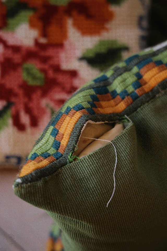 Green &amp; Orange Retro Pillow 